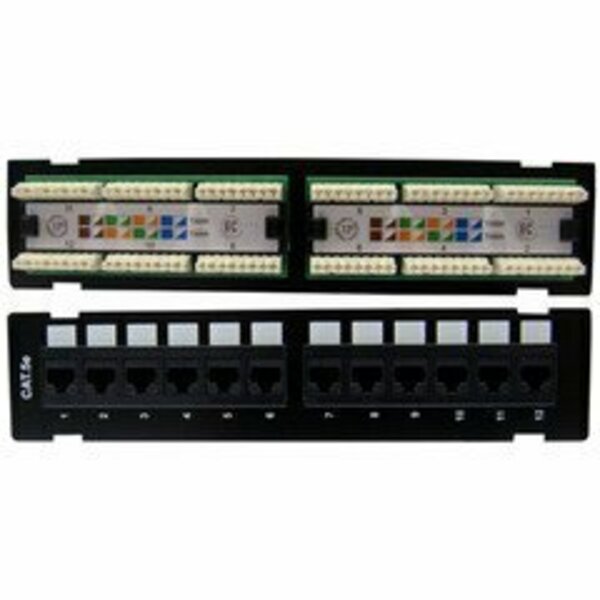 Swe-Tech 3C Wall Mount 12 Port Cat5e Patch Panel, 110 Type, 568A & 568B Compatible, 10 inch FWT68PP-03012-10